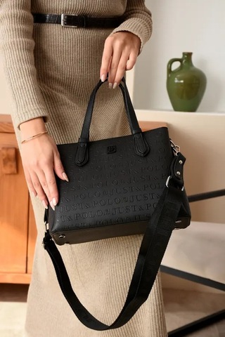Just Polo Kadın Günlük Kullanıma Uygun Ayarlanabilir Askılı Lüks El Ve Omuz Çantası Shoulder Bag Shopper Siyah