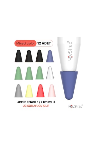 Novstrap  Pencil 1-2 Nesil Usb-c Pro İle Uyumlu Kalem Ucu Koruyucu Silikon Kılıf 12 Adet Paket