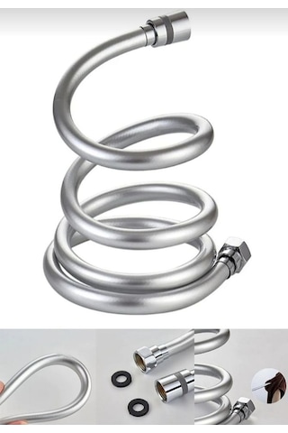 Banyo Duş Hortumu Gümüş Pvc Yüksek Basınca Dayanıklı 1.5m Beyaz