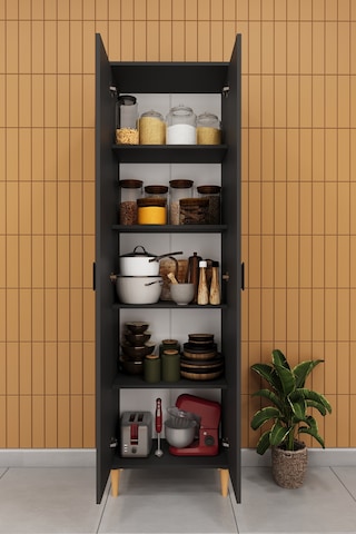 Modern 2 Kapaklı Çok Amaçlı Mutfak Banyo Dolabı %100 Mdf Erzak Kiler Dolabı Fd03 Antrasit