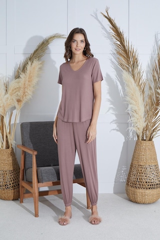 Sevim Kadın Kısa Kol Vizon Pijama Takım C0t1n951 001