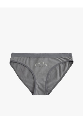 Koton Pamuklu Brief Külot Baskılı Gri 5wlk30013mk Gri