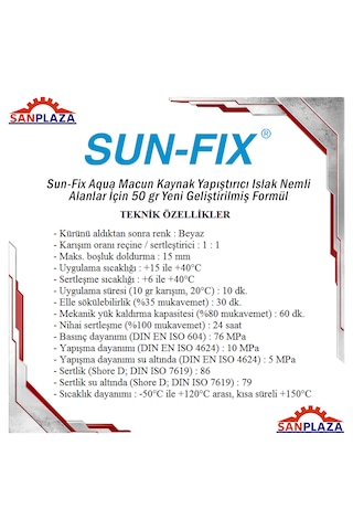 Sun-fix Aqua Macun Kaynak Yapıştırıcı Islak Nemli Alanlar İçin 50 Gr Yeni Geliştirilmiş Formül