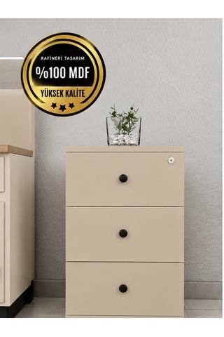 Keson Rafineri Çekmeceli Merkezi Kilit Ofis Dolabı Mdf Krem