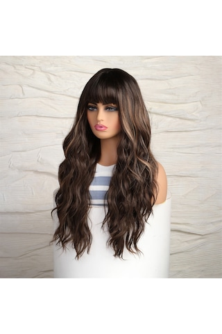 Uzun Kıvırcık Kahverengi Saç Peruk Doğal Ve Hacimli Dalgalı Bukleler Saçaklı Kadın Pe Isıya Dayanıklı Peruk Kaynak Çıtçıt 58638773