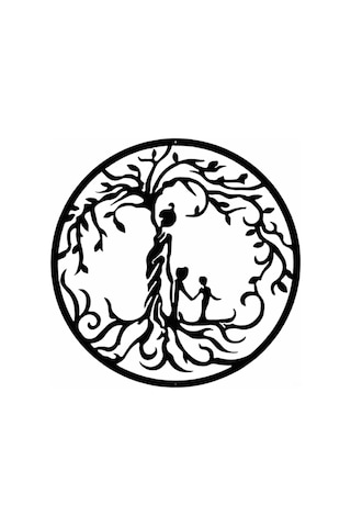 Konesam Metalik Duvar Dekoru, Yaşam Ağacı Figürü, Ev Ve Bahçe İçin Dekoratif Sanat Parçası, 30x30cm