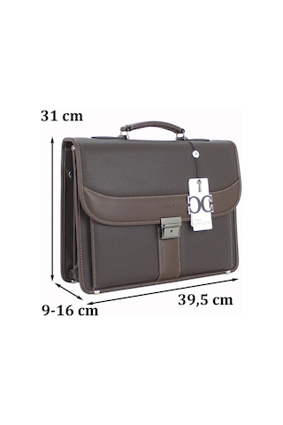 Case Club El Omuz Çantası & Laptop Bölmeli Evrak Çantası 15,6 İnç Kilit Mekanizmalı Kahverengi