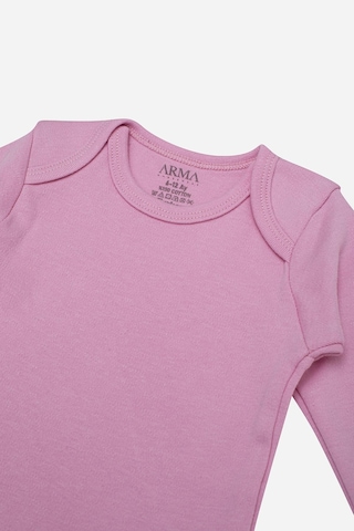 Arma Yıldız %100 Organik Pamuklu Pembe Uzun Kollu Bebek Body 5'li Paket Pembe