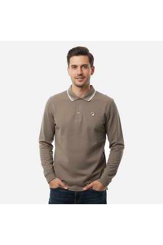 Kahverengi Fila Erkek Polo T-shirt Men Biella Tipped Long Sleeve Fam1096.70008 Kahverengi