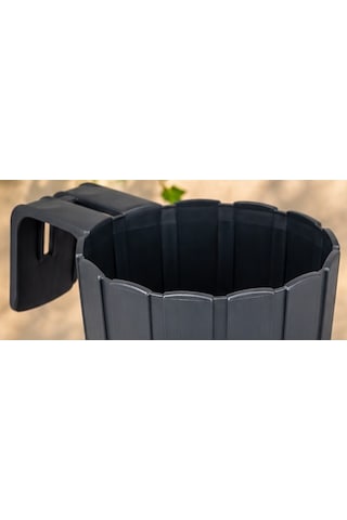 Storeşahin 3d Baskı Askılı Balkon Saksısı Dikey Çizgili Dekoratif Çiçek Ve Aromatik Bitki Saksısı - Antrasit Shn0720