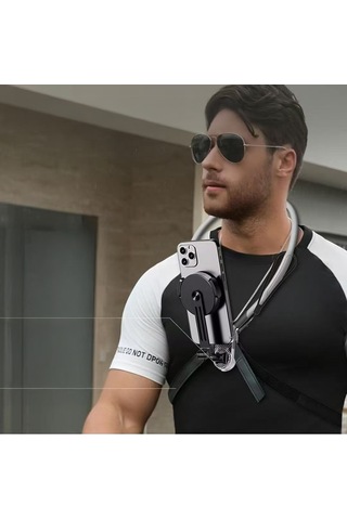 Jmary Mg-02 2in1 Eller Serbest Magnetik Boyun Askılı Telefon Tutucu Gri