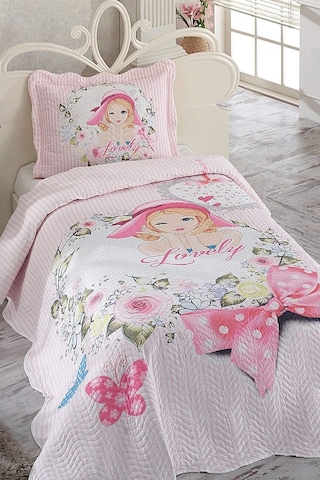 Örtüm Lovely Tek Kişilik Kapitone Yatak Örtüsü Takımı - Pembe