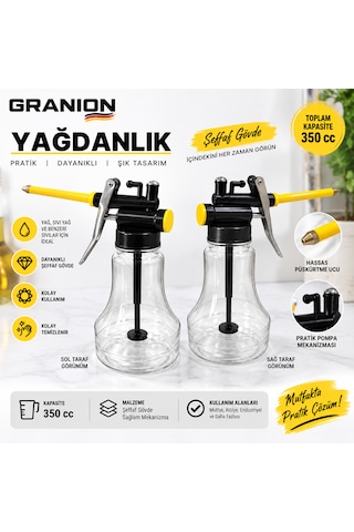 Granıon 350 Cc Şeffaf Yağdanlık Metal Pompalı Hassas Yağlama Kabı Şeffaf - Şeffaf