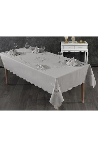 Hazan Fransız Dantelli Yemek Takımı - 25 Parça Gri Gri