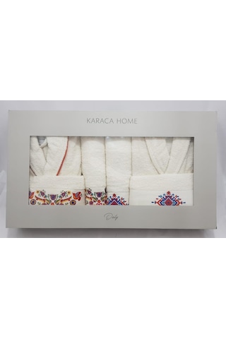 Karaca Home Chipas Offwhite Nakışlı Aile Banyo Seti Çok Renkli
