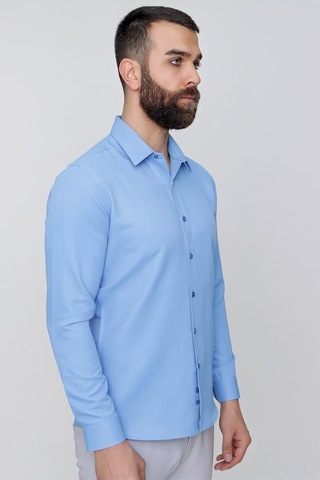 Efor Slim Fit Pamuk Saten Klasik Koyu Mavi Gömlek Gk 624 Mavi