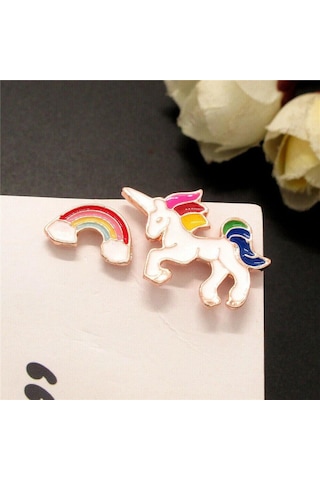Unicorn Tasarımlı Çocuk Küpe Çok Renkli