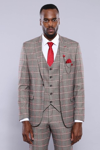 Wessi Ekose Desenli Slim Fit Gri Erkek Ceket - Wessi Gri