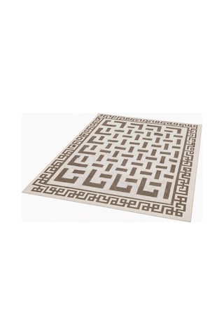 Pamuklu Bukle Lüks Kilim 140x200 -labirent Kreme Kahve Krem
