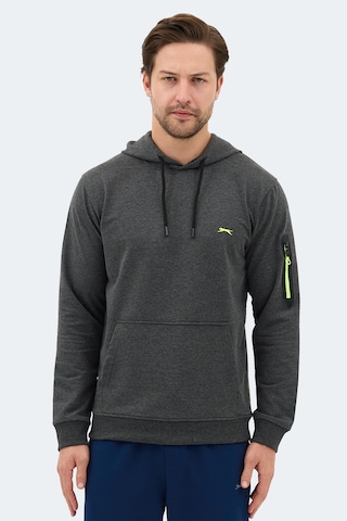 Slazenger Ozzy In Erkek Kanguru Cepli Kapüşonlu Koyu Gri Sweatshırt Koyu Gri