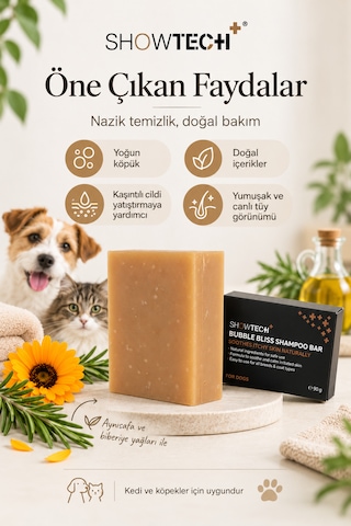 Showtech Bubble Bliss Köpek Ve Kedi İçin Yoğun Köpüklü Doğal Kalıp Sabun Hassas Bakımın Gücü