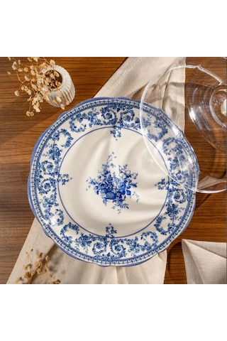 Fecra Majestic Blue 8 Parça Sunum Seti Beyaz - Mavi
