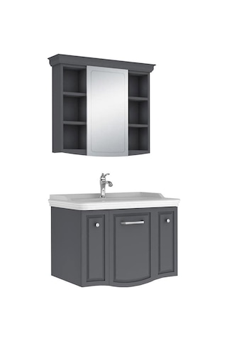 Kale Arte+ Mat Antrasit Banyo Dolabı Takımı 80 Cm Antrasit
