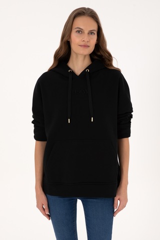 U.S. Polo Assn. Kadın Siyah Kapüşonlu Sweatshirt 50314938-VR046