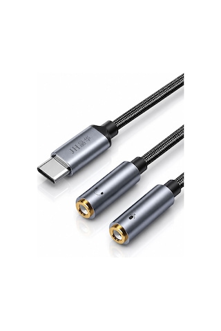 Type-c - Çift 3.5mm Kulaklık Mikrofon Dönüştürücü, Ses Ayırıcı Adaptör, Type-c Telefon Tablet Bilgisayar Uyumlu, Mikrofon Ve Kulaklık İçin Tak Çalıştır Aux Çevirici A563c