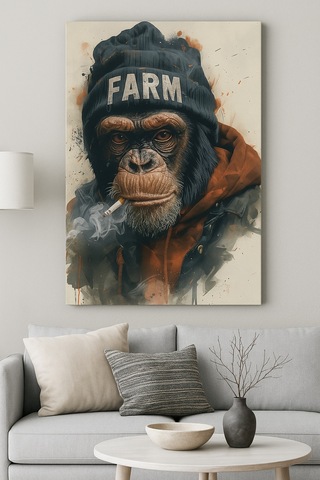 Farm Tarzı Sokak Sanatı Maymun Cam Tablo Asi Ruh Ve Modern Sanatın Buluşması