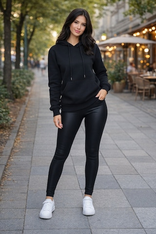 Buyolog Kadın Oversize Premium 3 İplik Şardonlu Sweatshirt Siyah