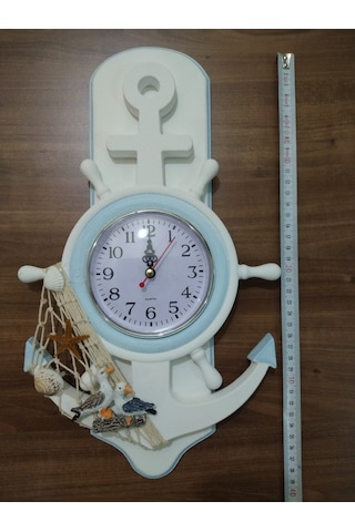 Çapa Saat / Deniz Temalı Dekoratif Asma Saat (467638450) Ahşap - Beyaz