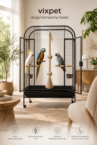 Büyük Irk Papağan Tırmanma Halatı 110 Cm Çap 33 Mm %100 Doğal Kafes Oyuncağı Stres İpi Jüt Halat Macaw Kakadu Jako Amazon Eklektus