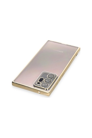 Samsung Galaxy Uyumlu Note 20 Ultra Kılıf Razer Lensli Silikon - Gold Çokrenkli