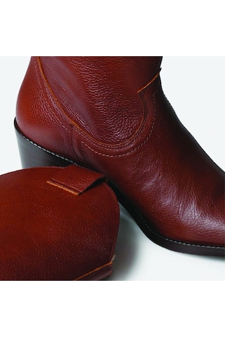 Camel Bot Kadın Ubeda Toni Pons Leather Cowboy Ankle Boots Wıth Heel kahverengi