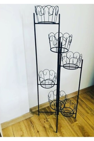 Dekoratif Metal Ferforje 5 Katlı Saksılık -Çiçeklik