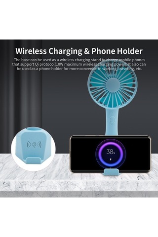 Yunboo Taşınabilir Şarjlı Mini Usb Fan - 3 Hızlı Modlu Kablosuz Şarj Özellikli Siyah Siyah