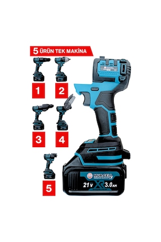 Mur-Cell MUR-9019 Değişen Kafa Budama Testeresi + Taşlama + Darbeli Vidalama + Kırıcı Hilti  5'li Set