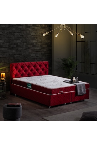 Setaymobilya Baza, Vita Çift Kişilik Bordo Baza + Başlık + Comfort Yatak