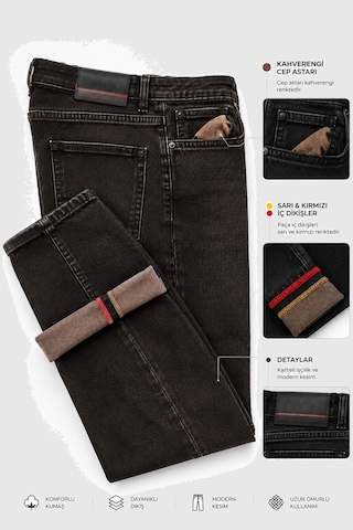 Rizzup Erkek Slim Fit Dar Kesim %98 Pamuk Likralı Taşlanmış Siyah Kot Pantolon Jean 2600026