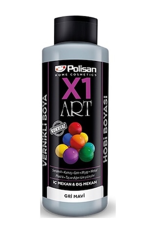 Polisan X1 Art Vernikli Hobi Boyası Gri Mavi 120 ML