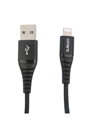 Omars MFI Sertifikalı USB to Lightning Apple Uyumlu iPhone / iPad Hızlı Şarj ve Data Kablosu 1 Metre Siyah