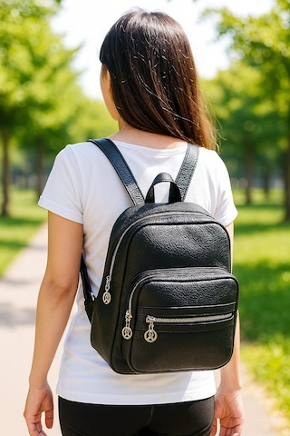 Newish Polo D Model Sırt Çantası-yıkama Suni Deri Siyah