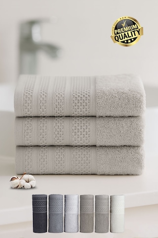 Softure 3 Lü El Yüz Havlusu Günlük Kullanım 50x90 Cm Yumuşak, Dayanıklı, Hızlı Kuruyan Vizon