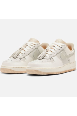Nike Air Force 1 Af1 1,07 Tassel Detail Leather Womens Sneaker Hakiki Deri Günlük Spor Ayakkabı Krem Krem