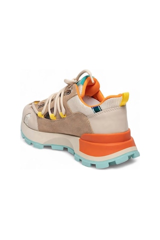 Celira Nut Oranj Multi Süet Cilt Bağcıklı Spor Ayakkabı Turuncu - Beyaz