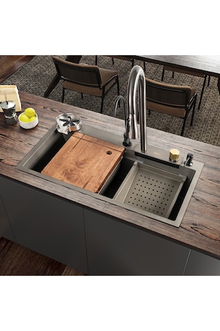 Stilmax Paslanmaz Çelik Akıllı Şelale Eviye Seti 75 x 45 CM 5 Fonksiyonlu