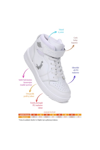 Kiko Kids Hayka Cırtlı Basketbol Kız Çocuk Spor Ayakkabı Beyaz Beyaz