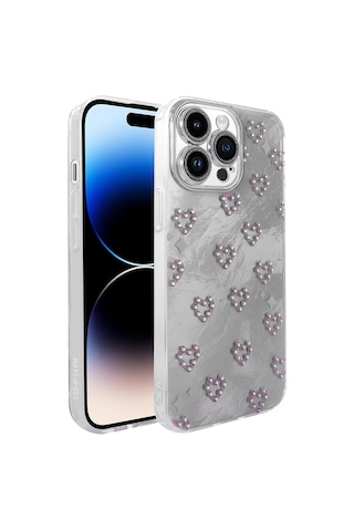 Apple Uyumlu iPhone 14 Pro Max Kılıf Kamera Korumalı Figürlü Zore Ponti Silikon Kapak Beyaz