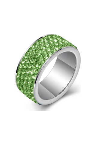 Yüzük Moda Paslanmaz Çelik Yüzük Elmaslı Kadın Eklemli Yüzük Tam Elmaslı Yüzük Takı Adm Yeşil